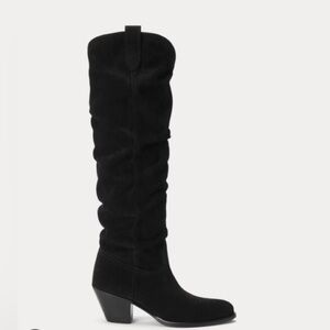 Polo Ralph Lauren Tall Slouch Black Suede Western Boots 6.5